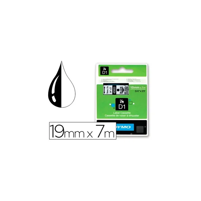 Cinta dymo negro transparente 19mm x 7 mt d1