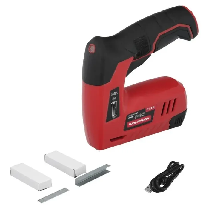 Clavadora Grapadora Recargable, Pistola Grapas y Clavos, Clavadora a Batería, 1.500 mAh, 40 Grapas Minuto Con Grapas y Clavos