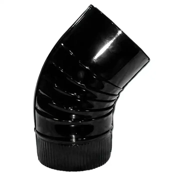 Codo Estufa Color Negro Vitrificado de 120 mm. 45º.