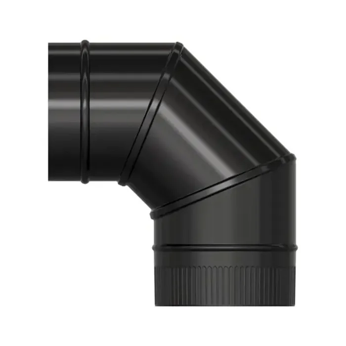 Codo Estufa Liso Vitrificado Negro Ø 175 mm. 90