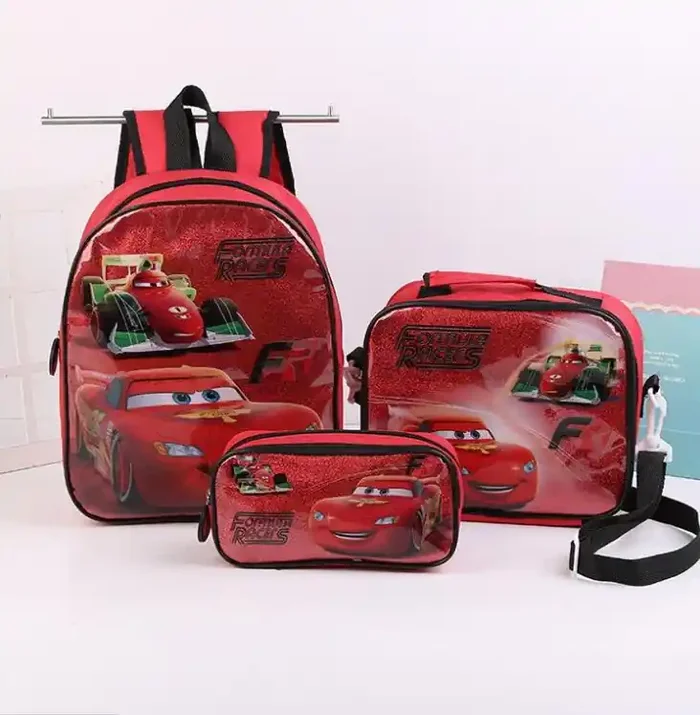 Conjunto de 3 piezas de mochila escolar de dibujos animados.