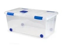 Contenedor plastico Plasticforte n 7 transparente con tapa 61l 73x41x32 cm 11118