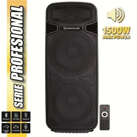 Coolsound Pro 500 Altavoz Autoamplificado Bluetooth 1500W 2×15″ 450W RMS – USB, SD, Entrada Mic. Jack 6.3mm – Mando a Distancia
