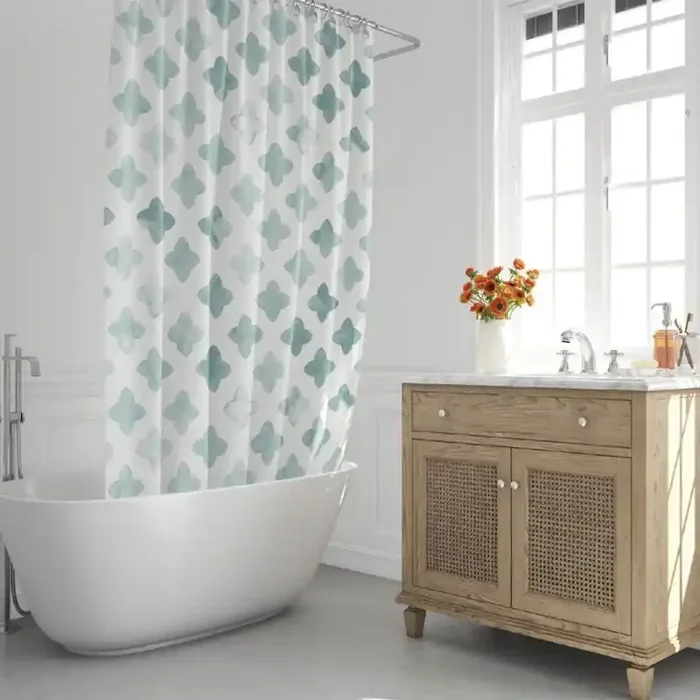 Cortina Ducha Geométrica Azul 180×200 cm. Impermeable