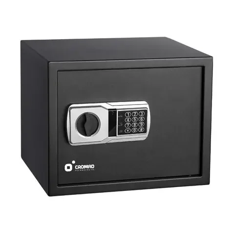 Cromad Caja Fuerte Electronica – Alto Nivel de Seguridad – De 3 a 8 Digitos – Bisagras Ocultas – Incluye Llave de Emergencia – 300x380x300mm