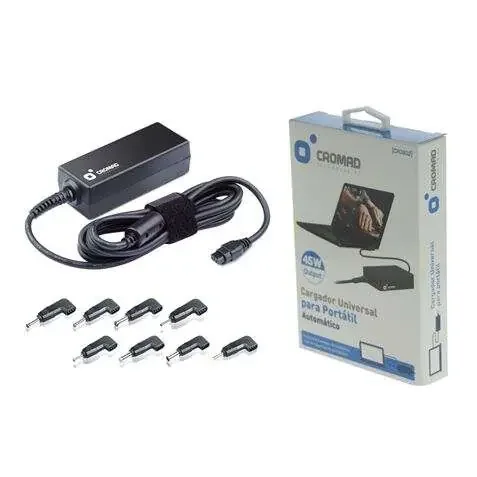 Cromad Cargador Universal Automatico para Portatil 45W – 8 Conectores Diferentes