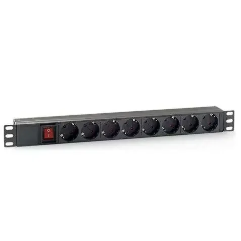 Cromad Regleta 8 Shuckos para Montaje en Rack 19″ 1U – Interruptor On/Off – Carcasa de Plastico – Cable de 1.80m