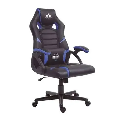Cromad Serie Nitro Silla Gaming – Altura Regulable con Piston de Gas Clase 2 – Cojin Lumbar – Color Negro/Azul