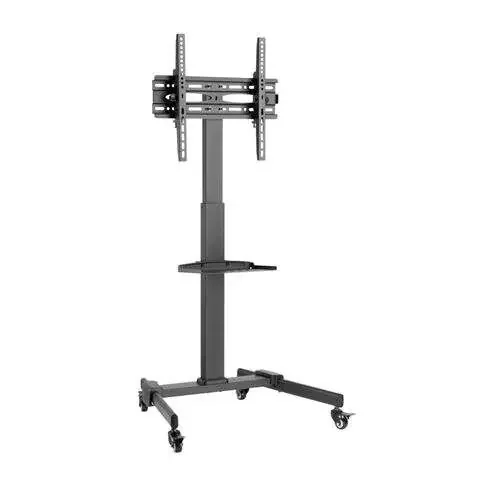 Cromad Soporte de Suelo con Ruedas para TV 32″-55″ – Bloqueo de Ruedas – Ajustable en Altura – Bandeja Multiusos – Peso Max 35Kg – VESA 400X400mm
