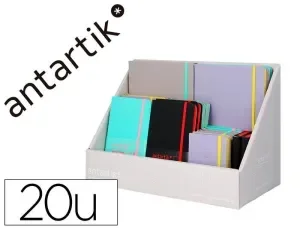 CUADERNO CON GOMILLA ANTARTIK NOTE TAPA DURA Y BLANDA BICOLOR A5/A6/A7 EXPOSITOR DE 20 UNIDADES SURTIDAS