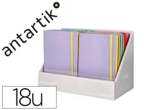 Cuaderno con gomilla Antartik note tapa dura y blanda bicolor expositor de TX104