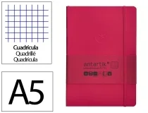 Cuaderno con gomilla Antartik notes tapa blanda A5 hojas cuadricula burdeos 80 TX77