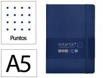 Cuaderno con gomilla Antartik notes tapa blanda A5 hojas puntos azul marino TX54