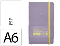 Cuaderno con gomilla Antartik notes tapa blanda A6 hojas lisas morado y TY28