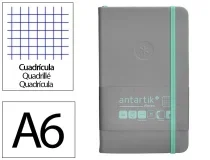 Cuaderno con gomilla Antartik notes tapa dura A6 hojas cuadricula gris y TX20