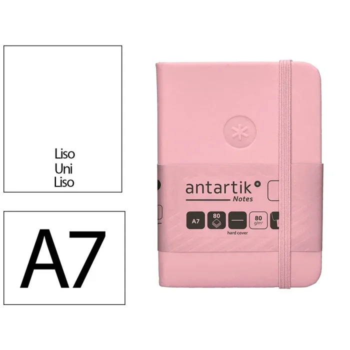 Cuaderno con gomilla antartik notes tapa dura a7 hojas lisas rosa pastel 80 hojas 80 gr fsc