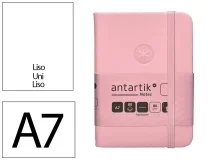 Cuaderno con gomilla Antartik notes tapa dura A7 hojas lisas rosa pastel TW96