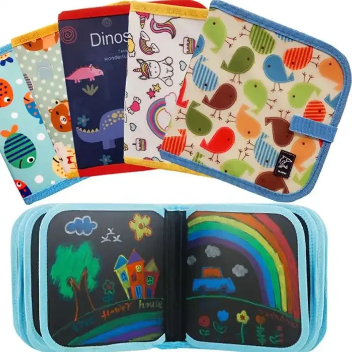 Cuaderno de dibujo de pizarra con 12 tizas borrables bebé embaucador