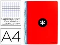 Cuaderno Espiral A4 Antartik Tapa Dura 80h 90gr Cuadro 4mm Con Margen Kb14