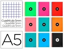 Cuaderno espiral A5 micro Antartik tapa forrada120h 90gr cuadro 5mm 5 bandas KD64