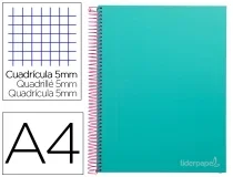 Cuaderno Espiral Liderpapel A4 Micro Jolly Tapa Forrada 140h 75gr Cuadro 5mm 09752