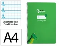 Cuaderno espiral Liderpapel A4 pautaguia tapa dura 80h 90gr cuadro pautado 4mm 171799