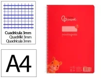 Cuaderno espiral Liderpapel A4 pautaguia tapa plastico 80h 90gr cuadro pautado 3mm 171872