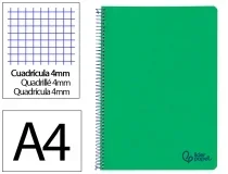Cuaderno espiral Liderpapel A4 wonder tapa plastico 80h 90gr cuadro 4mm con 172837