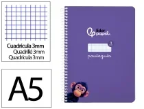 Cuaderno espiral Liderpapel A5 pautaguia tapa blanda 40h 75 gr cuadro pautado 171724
