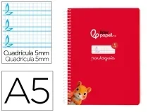 Cuaderno espiral Liderpapel A5 pautaguia tapa blanda 40h 75 gr cuadro pautado 171738