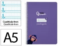 Cuaderno espiral Liderpapel A5 pautaguia tapa dura 80h 90 gr cuadro pautado 171748