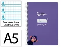 Cuaderno espiral Liderpapel A5 pautaguia tapa dura 80h 90 gr cuadro pautado 171754
