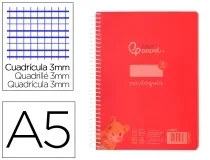 Cuaderno espiral Liderpapel A5 pautaguia tapa plastico 80h 90gr cuadro pautado 3 171418
