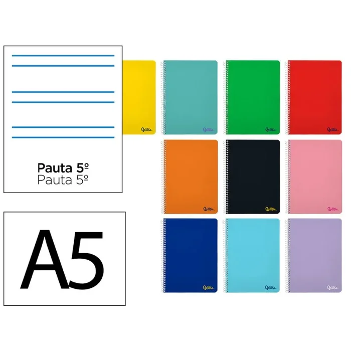 Cuaderno espiral liderpapel a5 smart tapa blanda 80h 75gr rayado montessori 5mm colores surtidos