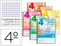Cuaderno espiral Liderpapel cuarto pautaguia tapa blanda 40h 75gr cuadro pautado 4mm 51705