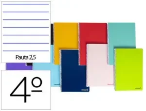 CUADERNO ESPIRAL LIDERPAPEL CUARTO SMART TAPA BLANDA 80H 60GR PAUTA 2,5MM CON MARGEN COLORES SURTIDOS
