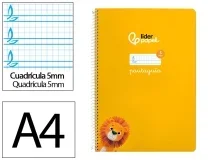 Cuaderno espiral Liderpapel Din A4 pautaguia tapa dura 80h 90 gr cuadro 171800