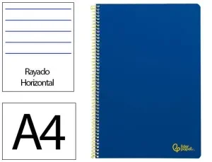 CUADERNO ESPIRAL LIDERPAPEL DIN A4 SMART TAPA BLANDA 80H 75GR RAYADO HORIZONTAL CON MARGEN COLOR AZUL OSCURO
