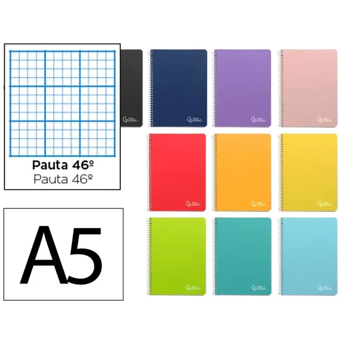 Cuaderno espiral liderpapel din a5 witty tapa dura 80h 90gr rayado nº46 con margen colores surtidos