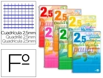 Cuaderno espiral Liderpapel folio pautaguia tapa blanda 80h 75gr cuadro pautado 2,5mm 51699