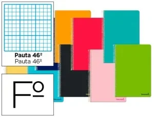 CUADERNO ESPIRAL LIDERPAPEL FOLIO SMART TAPA BLANDA 80H 60GR RAYADO N 46 COLORES SURTIDOS