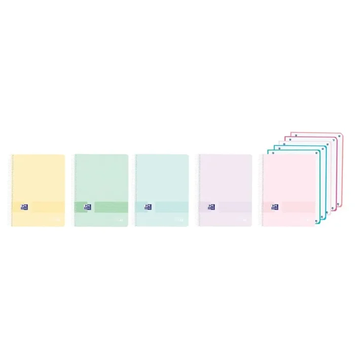 Cuaderno espiral oxford europeanbook 5 live&go tapa plastico din a4+ 120 hojas cuadro 5 mm colores pastel