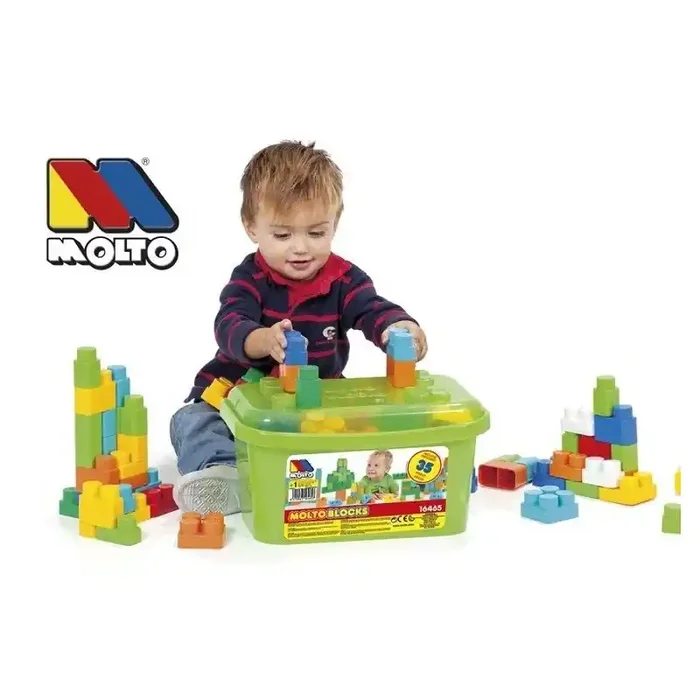 Cubeta Blocks Molto tus hijos tendrán 35 bloques de piezas para jugar edad +12 meses