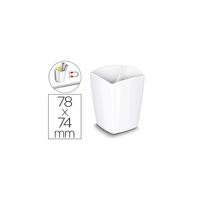 Cubilete portalapices cep blanco opaco plastico magnetico 78x74x95 mm