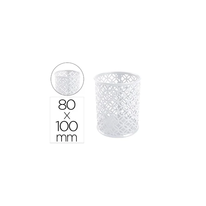 Cubilete portalapices q-connect blanco metal redondo diametro 80 mm alto 100 mm