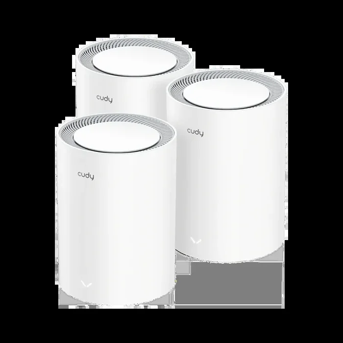 Cudy AX3000 Pack de 3 Sistemas WiFi 6 Mesh AX3000 2.5G Dual Band – Admite Ancho de Banda de 20/40/80/160MHz – 1x Puerto LAN 10/100/1000Mbps, 1x Puerto WAN 2.5Gbps – 5 Antenas Internas