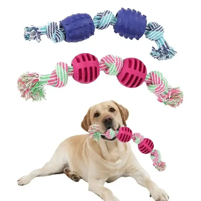 Cuerda de algodón con pelota para perro