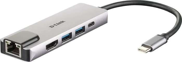 D-Link Hub USB?C 5 en 1 2 Puertos USB 3.0 + 1 HDMI + 1 RJ45 – Plug & Play