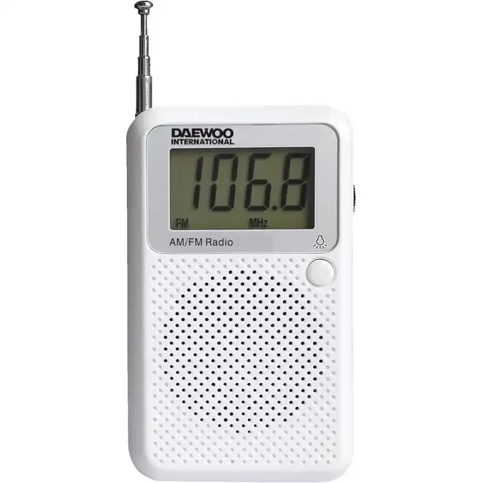 Daewoo Radio Digital DRP-115 de Bolsillo Am/FM Sintonización Digital Transistor con Pantalla LCD Color Blanco