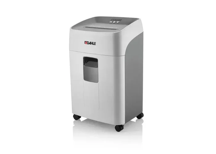Dahle Deskside 404P Destructora de Papel Manual – Corte en Particulas P-4 – Destruye hasta 21 Hojas – Capacidad de la Papelera 40L – Ruedas Giratorias – Color Gris